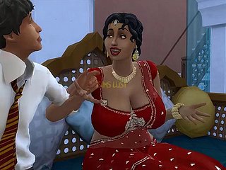 Desi Telugu Lord it over Saree Aunty Lakshmiは、若い男に誘惑されました -  Vol 1、パート1-邪悪な気まぐれ - 英語の字幕付き