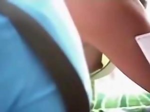 Downblouse Sideview Heavy Nipples ungenerous Bar, Café